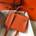 Hermes Kelly 20cm Bag In Orange Clemence Leather GHW Hermes Kelly 20cm Bag In Orange Clemence Leather GHW