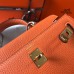 Hermes Kelly 20cm Bag In Orange Clemence Leather GHW Hermes Kelly 20cm Bag In Orange Clemence Leather GHW