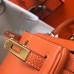 Hermes Kelly 20cm Bag In Orange Clemence Leather GHW Hermes Kelly 20cm Bag In Orange Clemence Leather GHW
