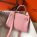 Hermes Kelly 20cm Bag In Pink Clemence Leather GHW Hermes Kelly 20cm Bag In Pink Clemence Leather GHW