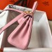 Hermes Kelly 20cm Bag In Pink Clemence Leather GHW Hermes Kelly 20cm Bag In Pink Clemence Leather GHW