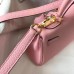 Hermes Kelly 20cm Bag In Pink Clemence Leather GHW Hermes Kelly 20cm Bag In Pink Clemence Leather GHW