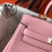 Hermes Kelly 20cm Bag In Pink Clemence Leather GHW Hermes Kelly 20cm Bag In Pink Clemence Leather GHW