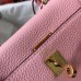 Hermes Kelly 20cm Bag In Pink Clemence Leather GHW Hermes Kelly 20cm Bag In Pink Clemence Leather GHW