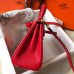 Hermes Kelly 20cm Bag In Red Clemence Leather GHW Hermes Kelly 20cm Bag In Red Clemence Leather GHW
