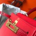 Hermes Kelly 20cm Bag In Red Clemence Leather GHW Hermes Kelly 20cm Bag In Red Clemence Leather GHW