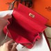Hermes Kelly 20cm Bag In Red Clemence Leather GHW Hermes Kelly 20cm Bag In Red Clemence Leather GHW
