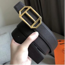 Hermes Pad Reversible Belt In Cafe Clemence Leather Hermes Pad Reversible Belt In Cafe Clemence Leather