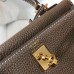 Hermes Kelly 20cm Bag In Taupe Clemence Leather GHW Hermes Kelly 20cm Bag In Taupe Clemence Leather GHW