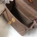 Hermes Kelly 20cm Bag In Taupe Clemence Leather GHW Hermes Kelly 20cm Bag In Taupe Clemence Leather GHW