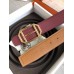 Hermes Pad Reversible Belt In Ruby/Brown Epsom Leather