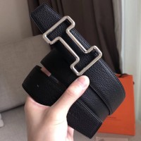 Hermes Tonight 38MM Reversible Belt In Black Clemence Leather Hermes Tonight 38MM Reversible Belt In Black Clemence Leather