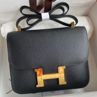 Hermes Constance 24 Handmade Bag In Black Epsom Calfskin Hermes Constance 24 Handmade Bag In Black Epsom Calfskin