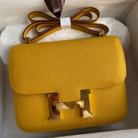 Hermes Constance 24 Handmade Bag In Jaune Ambre Epsom Calfskin Hermes Constance 24 Handmade Bag In Jaune Ambre Epsom Calfskin