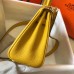 Hermes Kelly 20cm Bag In Yellow Clemence Leather GHW Hermes Kelly 20cm Bag In Yellow Clemence Leather GHW