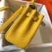 Hermes Kelly 20cm Bag In Yellow Clemence Leather GHW Hermes Kelly 20cm Bag In Yellow Clemence Leather GHW