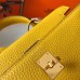 Hermes Kelly 20cm Bag In Yellow Clemence Leather GHW Hermes Kelly 20cm Bag In Yellow Clemence Leather GHW