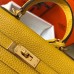 Hermes Kelly 20cm Bag In Yellow Clemence Leather GHW Hermes Kelly 20cm Bag In Yellow Clemence Leather GHW