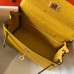 Hermes Kelly 20cm Bag In Yellow Clemence Leather GHW Hermes Kelly 20cm Bag In Yellow Clemence Leather GHW