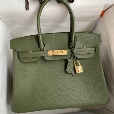 Hermes Birkin 30 Retourne Handmade Bag In Canopee Clemence Leather Hermes Birkin 30 Retourne Handmade Bag In Canopee Clemence Leather
