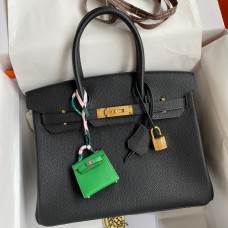 Hermes Birkin 30 Retourne Handmade Bag In Black Clemence Leather Hermes Birkin 30 Retourne Handmade Bag In Black Clemence Leather