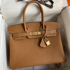 Hermes Birkin 30 Retourne Handmade Bag In Gold Epsom Calfskin Hermes Birkin 30 Retourne Handmade Bag In Gold Epsom Calfskin
