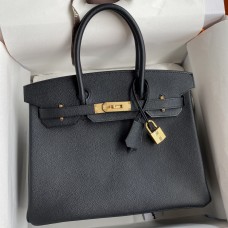 Hermes Birkin 30 Retourne Handmade Bag In Black Epsom Calfskin Hermes Birkin 30 Retourne Handmade Bag In Black Epsom Calfskin