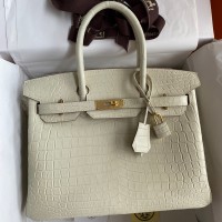 Hermes Birkin 30 Handmade Bag In Craie Crocodile Niloticus Matte Skin Hermes Birkin 30 Handmade Bag In Craie Crocodile Niloticus Matte Skin