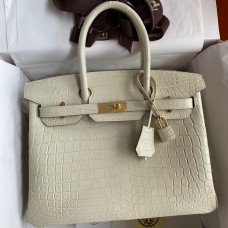 Hermes Birkin 30 Handmade Bag In Craie Crocodile Niloticus Matte Skin Hermes Birkin 30 Handmade Bag In Craie Crocodile Niloticus Matte Skin