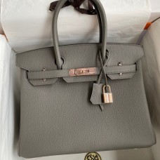 Hermes Birkin 30 Retourne Handmade Bag In Gris Meyer Clemence Leather Hermes Birkin 30 Retourne Handmade Bag In Gris Meyer Clemence Leather