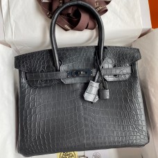 Hermes Birkin 30 Handmade Bag In Black Crocodile Niloticus Matte Skin Hermes Birkin 30 Handmade Bag In Black Crocodile Niloticus Matte Skin