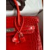Hermes Birkin 30 Handmade Bag In Red Crocodile Niloticus Shiny Skin
