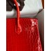 Hermes Birkin 30 Handmade Bag In Red Crocodile Niloticus Shiny Skin