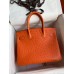 Hermes Birkin 30 Retourne Handmade Bag In Orange Ostrich Leather Hermes Birkin 30 Retourne Handmade Bag In Orange Ostrich Leather