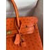 Hermes Birkin 30 Retourne Handmade Bag In Orange Ostrich Leather Hermes Birkin 30 Retourne Handmade Bag In Orange Ostrich Leather