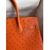 Hermes Birkin 30 Retourne Handmade Bag In Orange Ostrich Leather Hermes Birkin 30 Retourne Handmade Bag In Orange Ostrich Leather