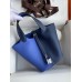 Hermes Picotin Lock 18 Bicolor Handmade Bag in Blue and Blue Saphir Clemence Leather Hermes Picotin Lock 18 Bicolor Handmade Bag in Blue and Blue Saphir Clemence Leather