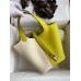 Hermes Picotin Lock 18 Bicolor Handmade Bag in Craie and Lime Clemence Leather Hermes Picotin Lock 18 Bicolor Handmade Bag in Craie and Lime Clemence Leather