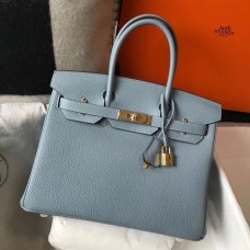 Hermes Birkin 30cm Bag In Blue Lin Clemence Leather GHW Hermes Birkin 30cm Bag In Blue Lin Clemence Leather GHW