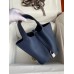 Hermes Picotin Lock 18 Handmade Bag in Blue Saphir Clemence Leather Hermes Picotin Lock 18 Handmade Bag in Blue Saphir Clemence Leather