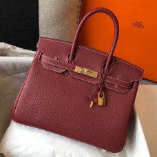 Hermes Birkin 30cm Bag In Bordeaux Clemence Leather GHW Hermes Birkin 30cm Bag In Bordeaux Clemence Leather GHW