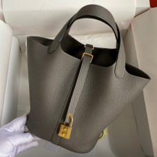 Hermes Picotin Lock 18 Handmade Bag in Etain Clemence Leather Hermes Picotin Lock 18 Handmade Bag in Etain Clemence Leather