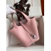 Hermes Picotin Lock 18 Handmade Bag in Rose Sakura Clemence Leather Hermes Picotin Lock 18 Handmade Bag in Rose Sakura Clemence Leather