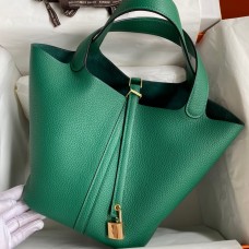 Hermes Picotin Lock 18 Handmade Bag in Vert Vertigo Clemence Leather Hermes Picotin Lock 18 Handmade Bag in Vert Vertigo Clemence Leather