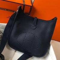 Hermes Evelyne III 29 PM Bag In Dark Blue Clemence Leather Hermes Evelyne III 29 PM Bag In Dark Blue Clemence Leather