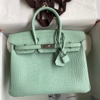 Hermes Birkin 25 Retourne Handmade Bag In Vert D'eau Matte Alligator Leather Hermes Birkin 25 Retourne Handmade Bag In Vert D'eau Matte Alligator Leather