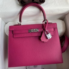 Hermes Kelly Sellier 25 Handmade Bag In Rose Purple Epsom Calfskin Hermes Kelly Sellier 25 Handmade Bag In Rose Purple Epsom Calfskin
