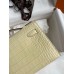 Hermes Kelly Pochette Handmade Bag In Vanille Matte Alligator Leather