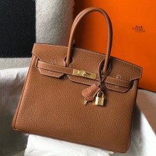 Hermes Birkin 30cm Bag In Gold Clemence Leather GHW Hermes Birkin 30cm Bag In Gold Clemence Leather GHW