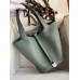 Hermes Picotin Lock 22 Handmade Bag in Vert Amande Clemence Leather Hermes Picotin Lock 22 Handmade Bag in Vert Amande Clemence Leather